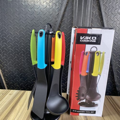 Vico Non-Stick Spoon Set With Rotating Stand - 6 Pcs -multicolor