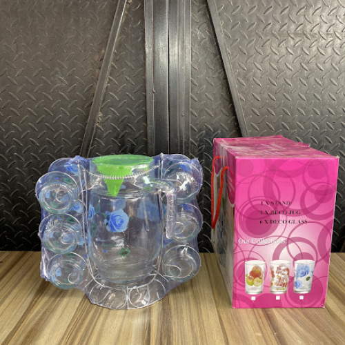 6 Glass cup and jug with hanger