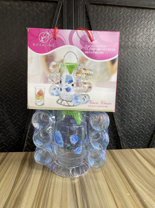 Glass Cup and Jug with Hanger - 6 pieces