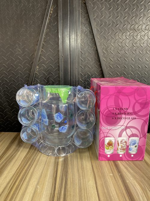 Glass Cup and Jug with Hanger - 6 pieces