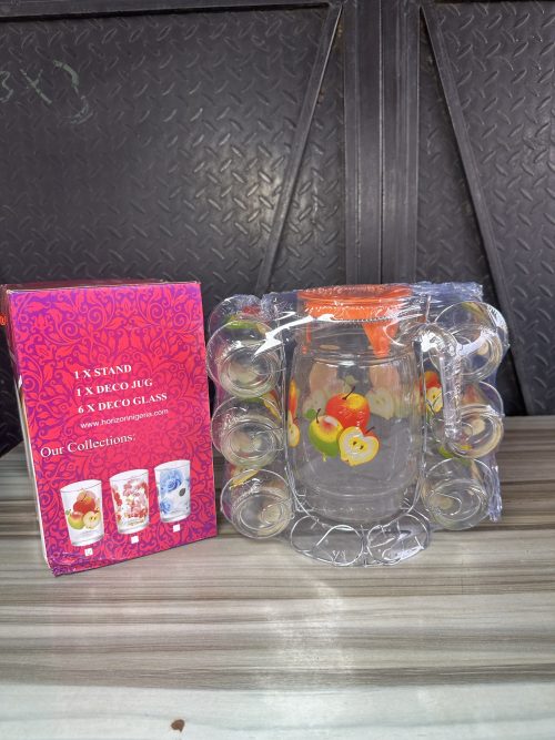 Glass Cup and Jug with Hanger - 6 pieces