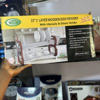 22 Inches 2 Layer Wooden Dish Drainer – Plate Rack