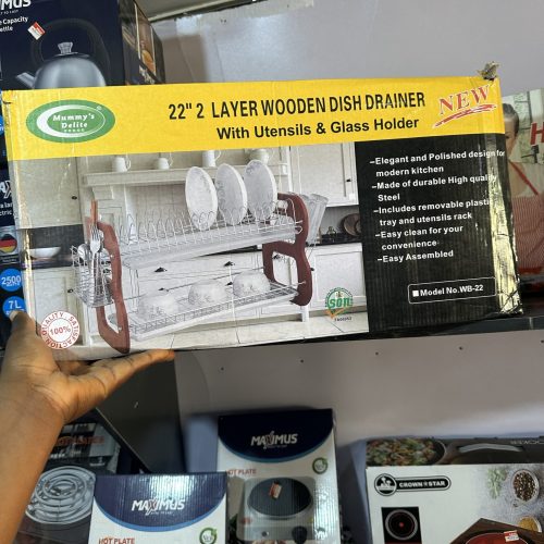 22 Inches 2 Layer Wooden Dish Drainer – Plate Rack
