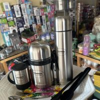 Eurosonic Food Flask Lunch Box Travel Gift Set 5 in 1 - ES-755 (0.75litre (750ml) food & water flask with 0.22litre (220ml) stainless steel cup)
