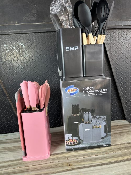 Smp silicone spoon set with knives 19pcs -Ssk 102 - Nonstick Spoon