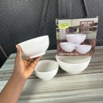 Happy White Ceramic Bowl -3 pieces