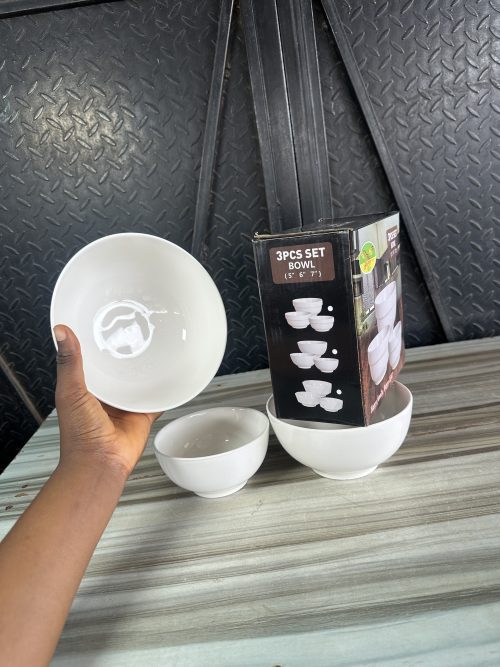 Happy White Ceramic Bowl -3 pieces