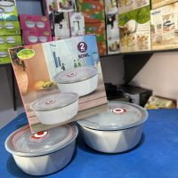 Hana 2pcs ceramic soup bowl with plastic cover