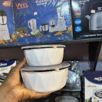 Hana 2pcs ceramic soup bowl with plastic cover