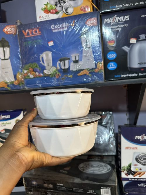 Hana 2pcs ceramic soup bowl with plastic cover