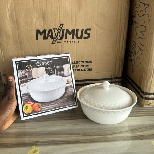 White Ceramic Bowl with Cover small size