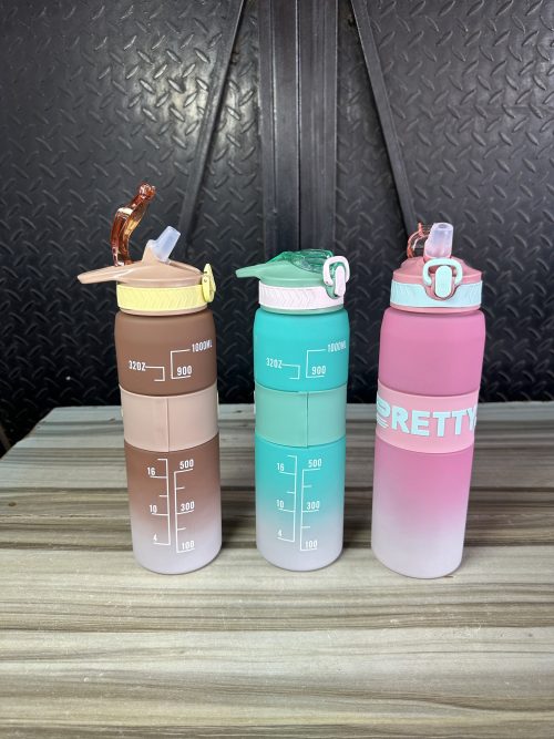Water Bottle Pretty with Straw - 1000ml