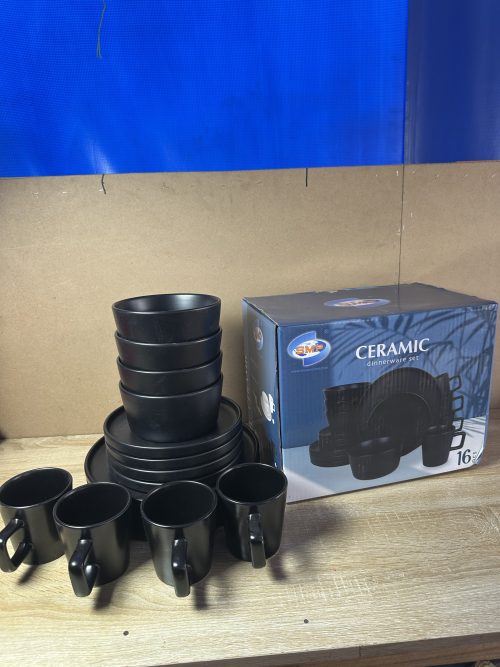 16 pieces Ceramic Dinner Set - Black