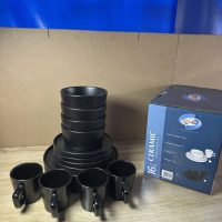 16 pieces Ceramic Dinner Set - Black