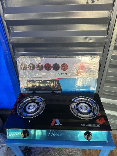 Amaze Glass Table Top Double Burner with Auto Ignition - 8812S
