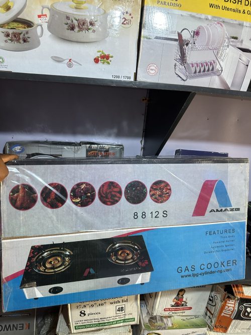 Amaze Glass Table Top Double Burner with Auto Ignition - 8812S