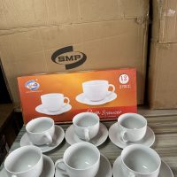 SMP White Mug Tea Cup and Saucer – 12 pieces