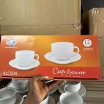 SMP White Mug Tea Cup and Saucer – 12 pieces