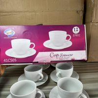 SMP White Mug Tea Cup and Saucer – 12 pieces