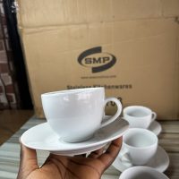 SMP White Mug Tea Cup and Saucer – 12 pieces