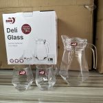 Deli Glass Jug and cup Diamond water set -5 pieces