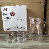 Deli Glass Jug and cup Diamond water set -5 pieces