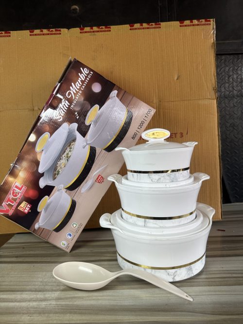 VTCL Satin Marble Dish Set 3 – Insulated Casserole