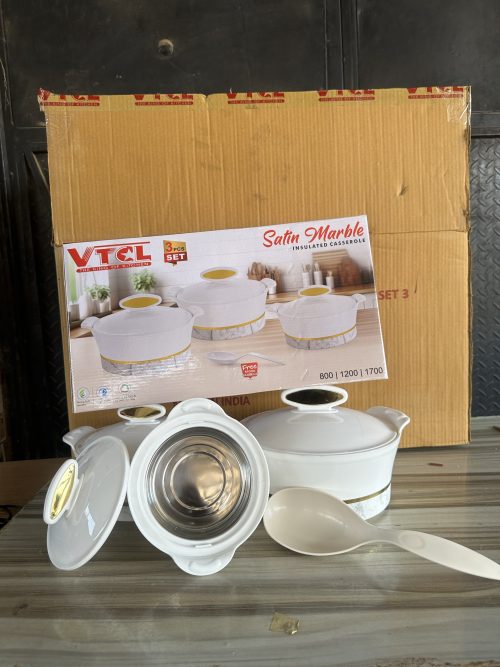 VTCL Satin Marble Dish Set 3 – Insulated Casserole