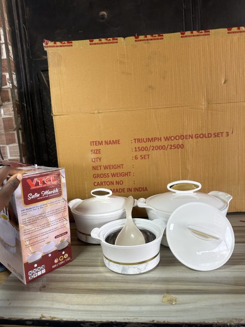 VTCL Satin Marble Dish Set 3 – Insulated Casserole