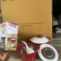 VTCL Satin Ceramic Gold Dish Set 2 – Insulated Casserole