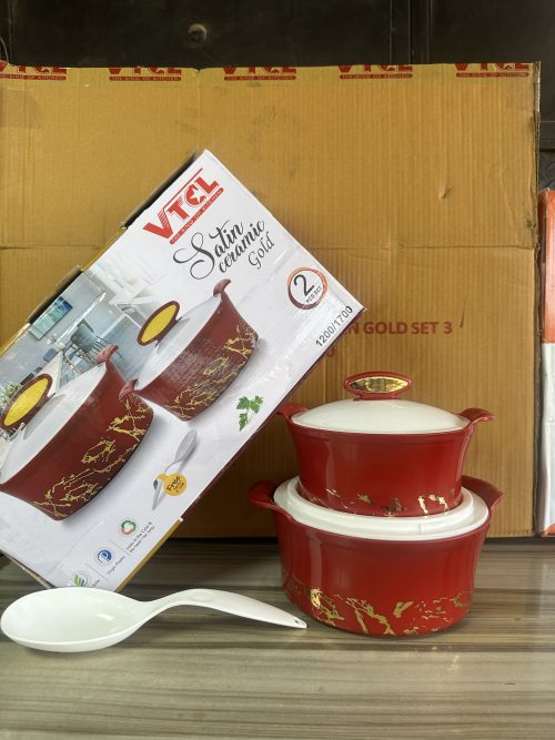 VTCL Satin Ceramic Gold Dish Set 2 – Insulated Casserole