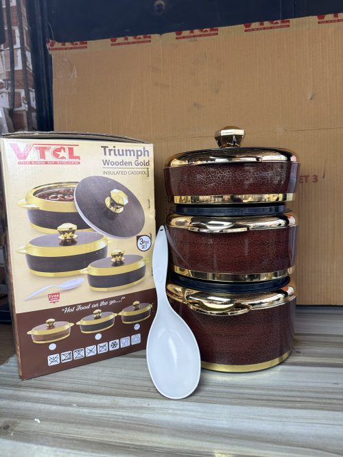 VTCL Triumph Wooden Gold  Dish set 3 – Insulated Casserole