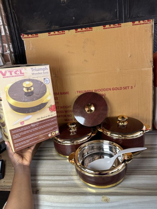 VTCL Triumph Wooden Gold  Dish set 3 – Insulated Casserole