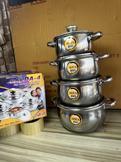 Stainless Dish With Glass Cover – 4 Set Sauce Pot
