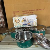 Stainless Dish Set 3 Colored Plate (flat handle)