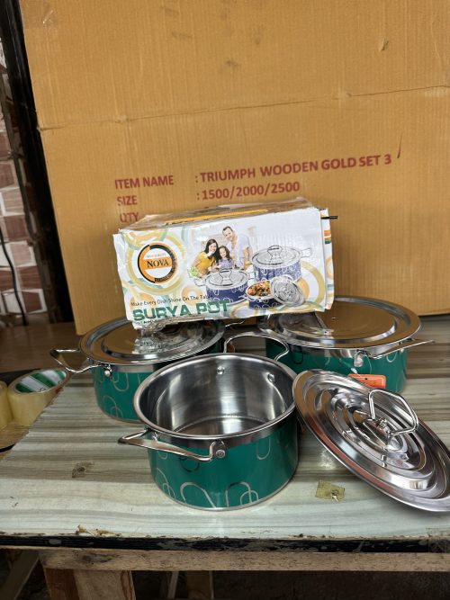Stainless Dish Set 3 Colored Plate (flat handle)