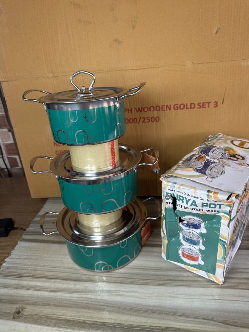 Stainless Dish Set 3 Colored Plate (flat handle)