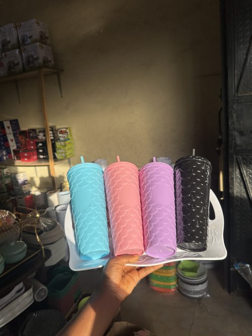 Plastic Cup with Straw Big size