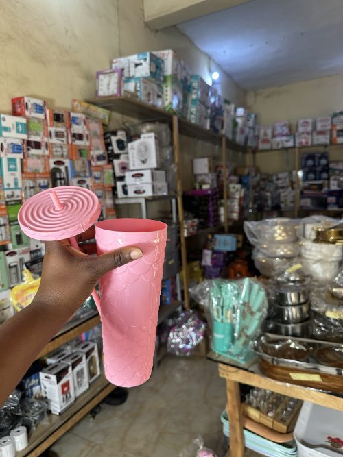 Plastic Cup with Straw Big size