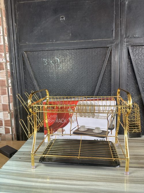 Dzire 2 Layer Golden Dish Drainer – Plate Rack (DZ-389)