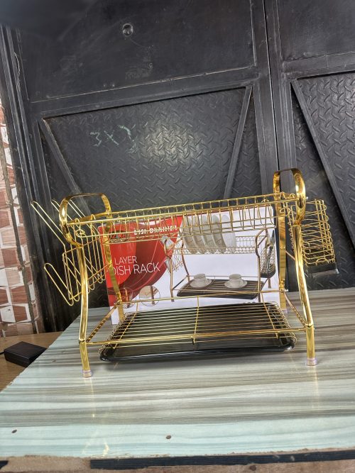 Dzire 2 Layer Golden Dish Drainer – Plate Rack (DZ-389)