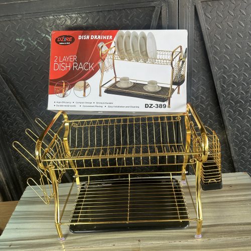 Dzire 2 Layer Golden Dish Drainer – Plate Rack (DZ-389)