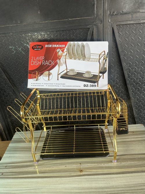 Dzire 2 Layer Golden Dish Drainer – Plate Rack (DZ-389)