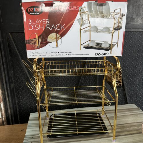 Dzire 3 Layer Golden Dish Drainer – Plate Rack (DZ-689)