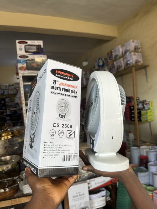 Eurosonic Electric Rechargeable Fan 8 inches ES-2669