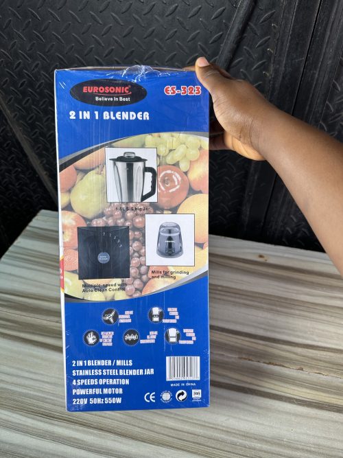 Eurosonic Electric Blender Stainless 2 in 1  ES-323 – 550watts