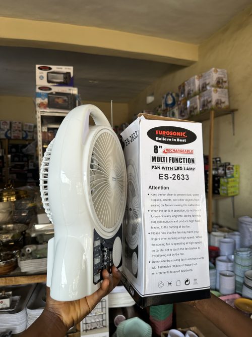 Eurosonic Electric Rechargeable Fan 8 inches ES-2633