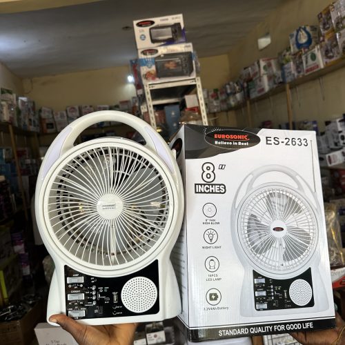 Eurosonic Electric Rechargeable Fan 8 inches ES-2633