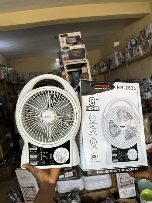 Eurosonic Electric Rechargeable Fan 8 inches ES-2633
