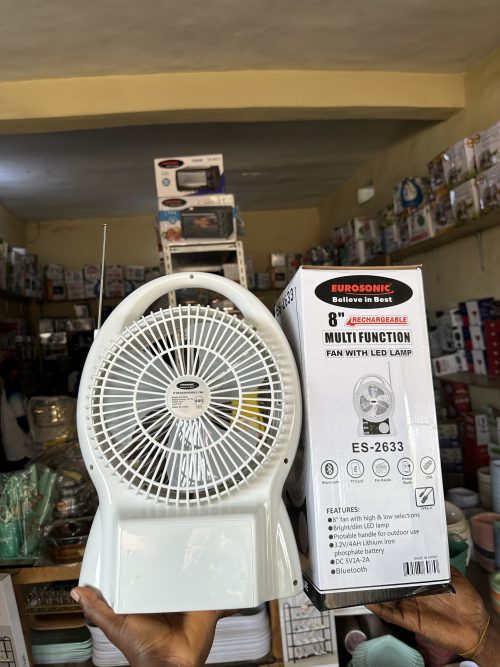 Eurosonic Electric Rechargeable Fan 8 inches ES-2633